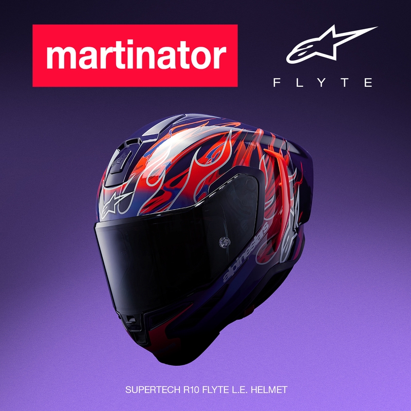 Alpinestars Supertech R-10 Flyte integraalhelm, gelimiteerde editie Jorge Martin paarsrood