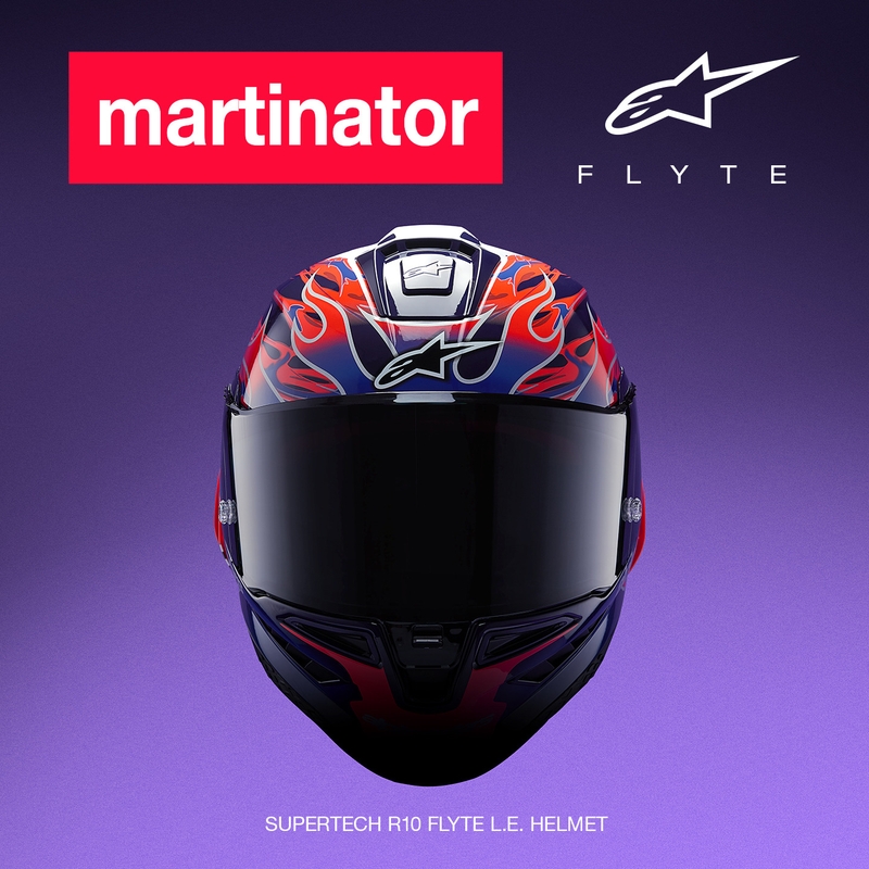 Alpinestars Supertech R-10 Flyte integraalhelm, gelimiteerde editie Jorge Martin paarsrood