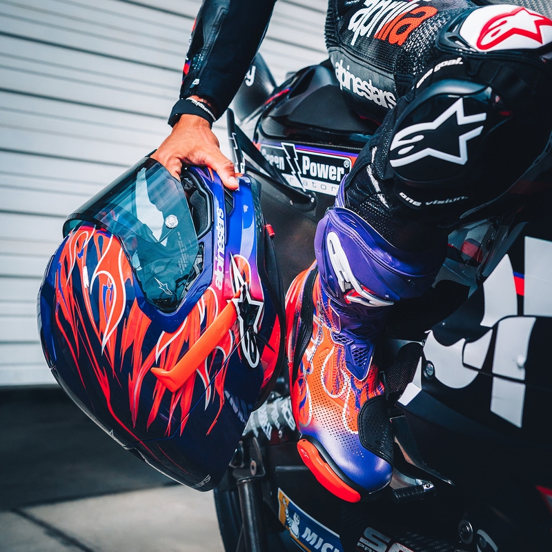 Alpinestars Supertech R-10 Flyte integraalhelm, gelimiteerde editie Jorge Martin paarsrood