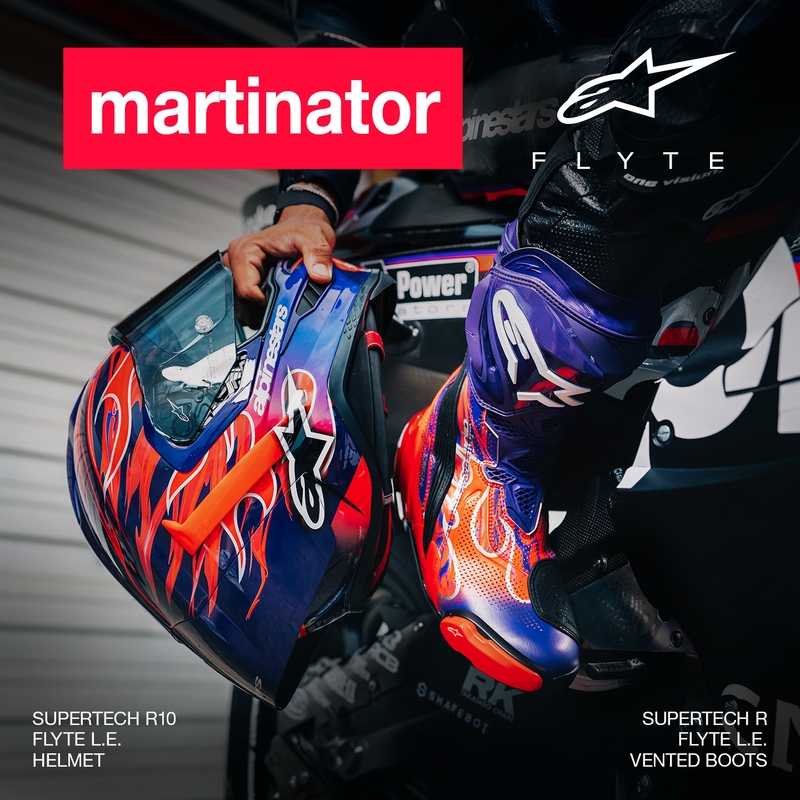 Alpinestars Supertech R-10 Flyte integraalhelm, gelimiteerde editie Jorge Martin paarsrood