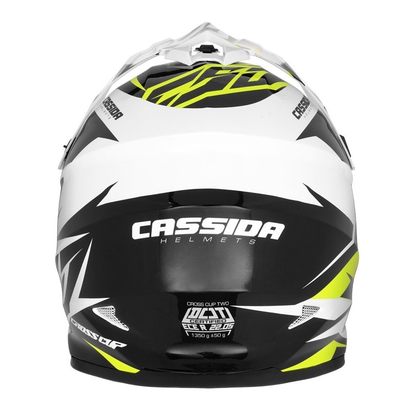 Cassida Cross Cup Two Motorcross Helm zwart-wit-grijs-fluo geel