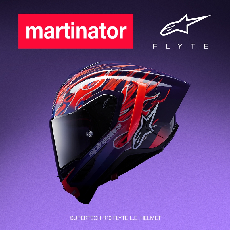 Alpinestars Supertech R-10 Flyte integraalhelm, gelimiteerde editie Jorge Martin paarsrood