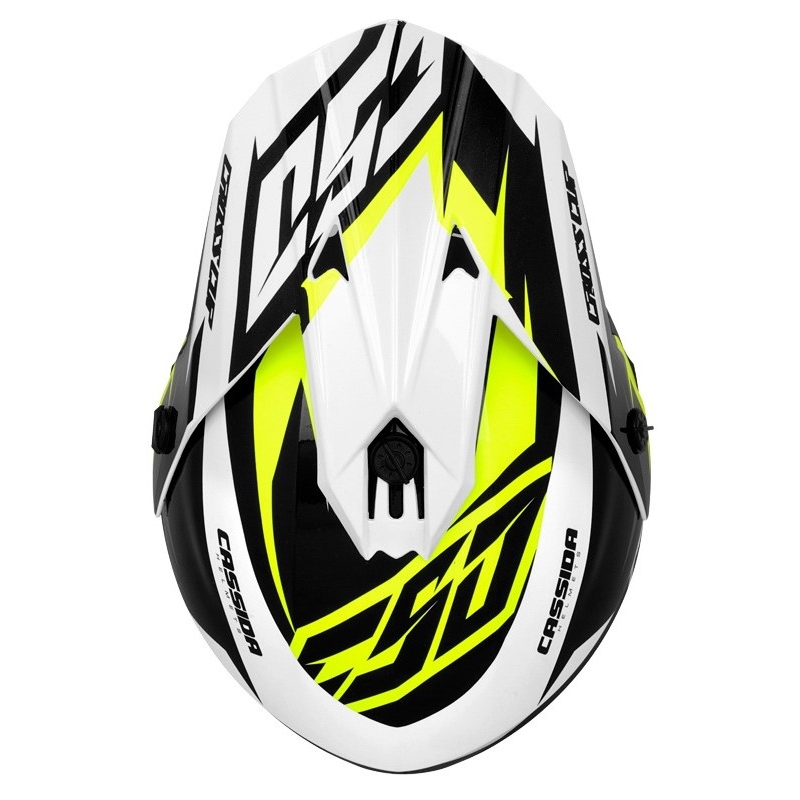 Cassida Cross Cup Two Motorcross Helm zwart-wit-grijs-fluo geel