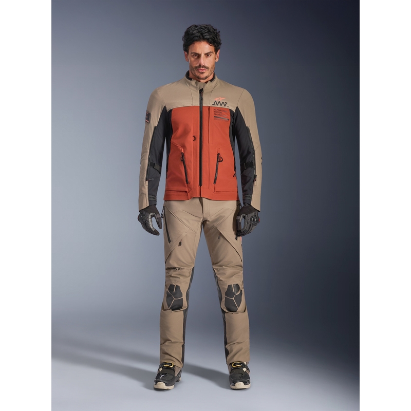 Alpinestars AMT-8 Stretch Drystar XF motorjas bruin-oranje-zwart