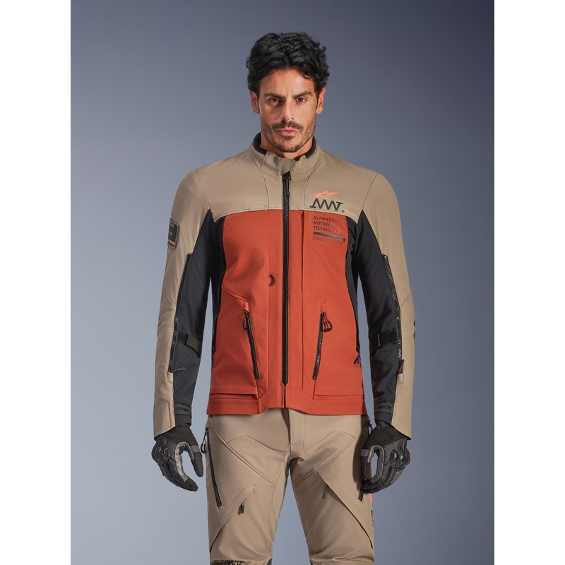 Alpinestars AMT-8 Stretch Drystar XF motorjas bruin-oranje-zwart