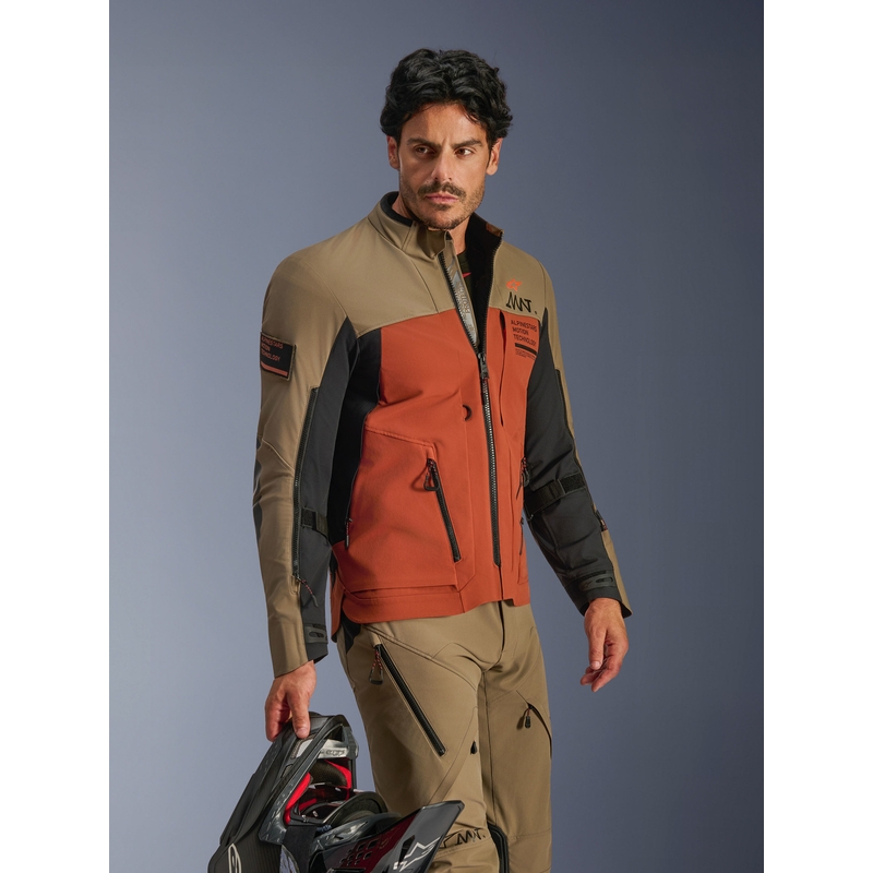 Alpinestars AMT-8 Stretch Drystar XF motorjas bruin-oranje-zwart