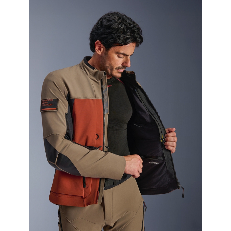 Alpinestars AMT-8 Stretch Drystar XF motorjas bruin-oranje-zwart