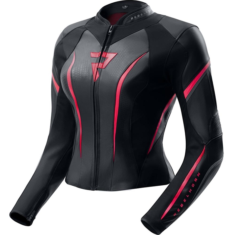 Dames leren motorjas Rebelhorn Diva ST zwart-roze