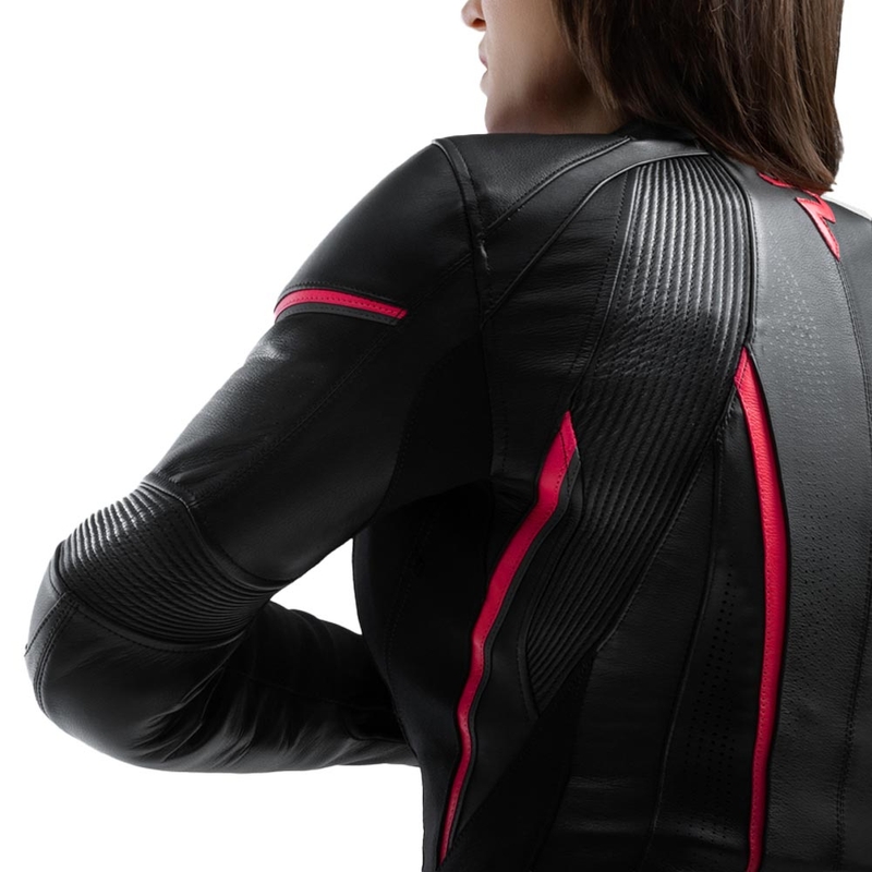 Dames leren motorjas Rebelhorn Diva ST zwart-roze