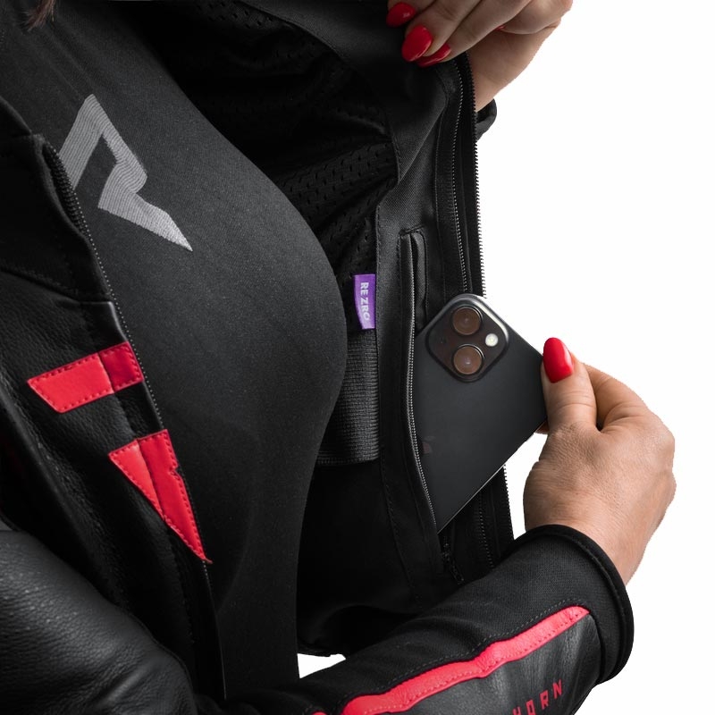 Dames leren motorjas Rebelhorn Diva ST zwart-roze