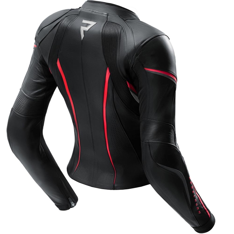 Dames leren motorjas Rebelhorn Diva ST zwart-rood-wit