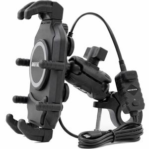 Antivibratie telefoonhouder met draadloze oplader en USB-C-aansluiting MotoZem M26-C1 zwart