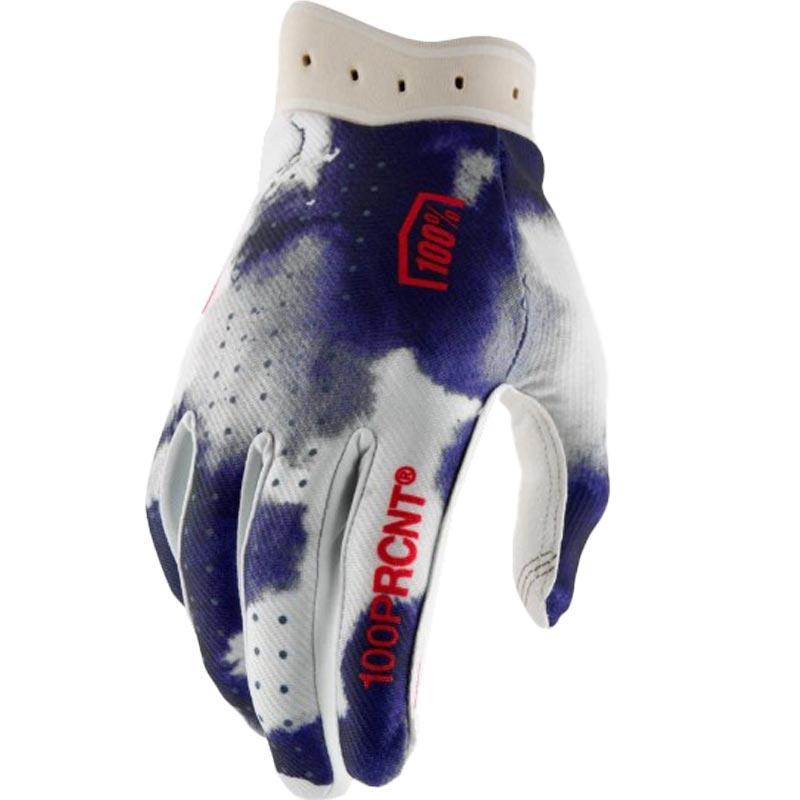 Motocrosshandschoenen 100% iTrack blauw-wit