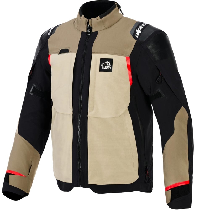 Alpinestars Andes PRO Drystar XF motorjas in bruin-zwart-oranje