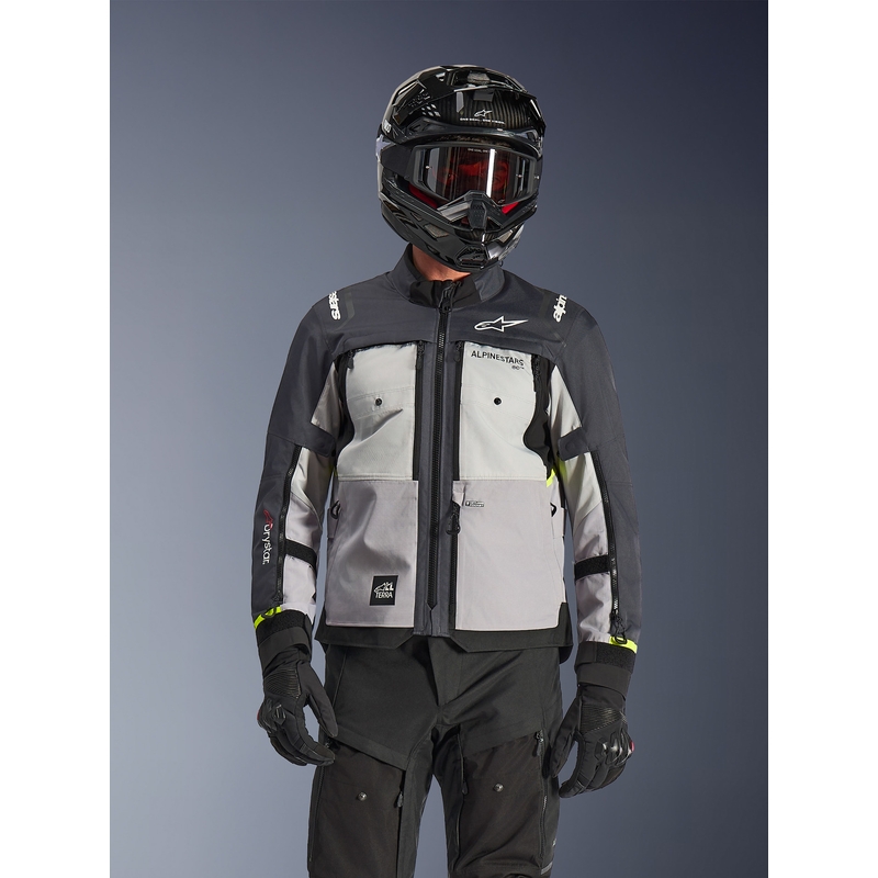 Alpinestars Cusco Drystar motorjas lichtgrijs-lichtblauw-donkerblauw