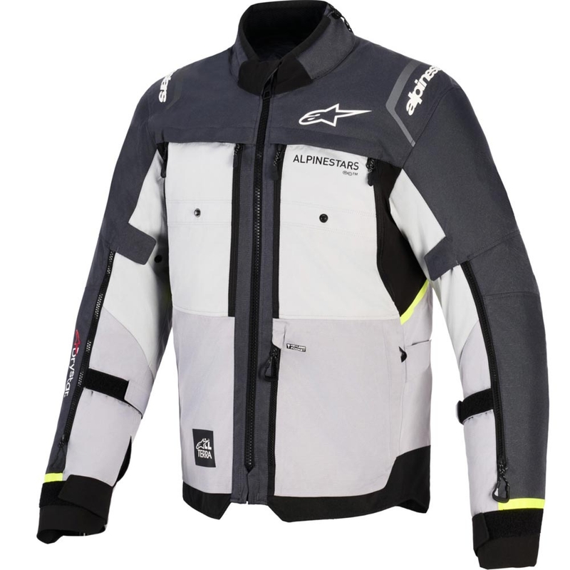 Alpinestars Cusco Drystar motorjas lichtgrijs-lichtblauw-donkerblauw