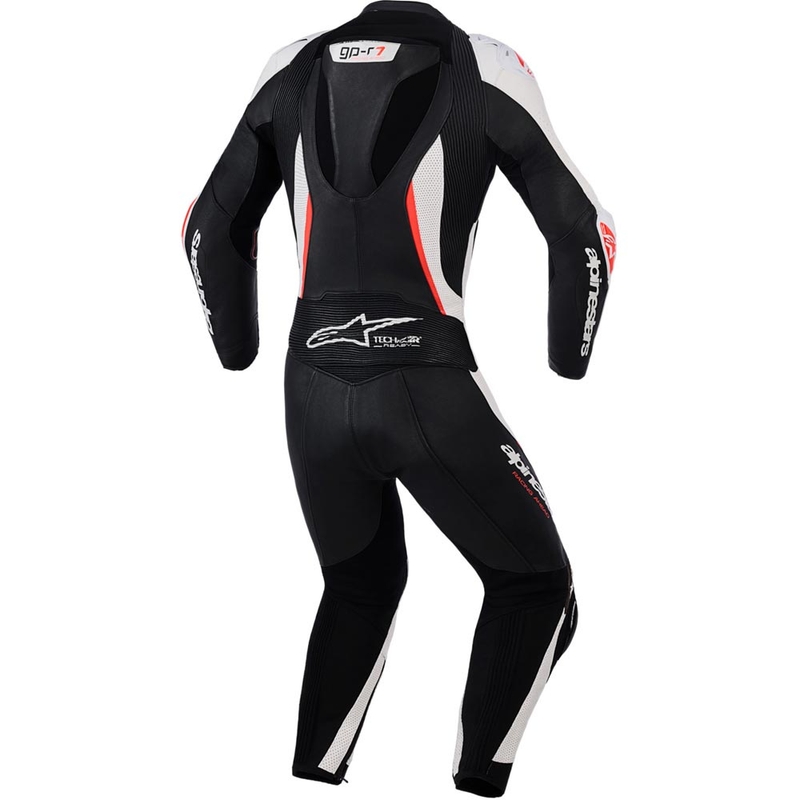 Dames tweedelig leren motorpak Alpinestars Stella GP-R7 zwart-wit-fluorrood
