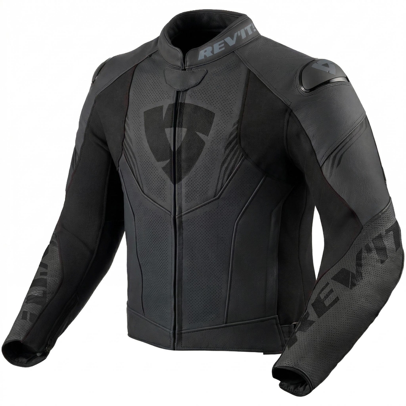 Revit Argon 3 leren motorjas zwart-antraciet