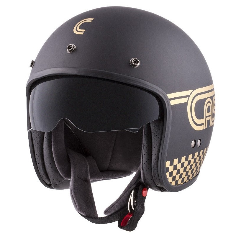 Cassida Oxygen Rondo open motorhelm zwart met goud