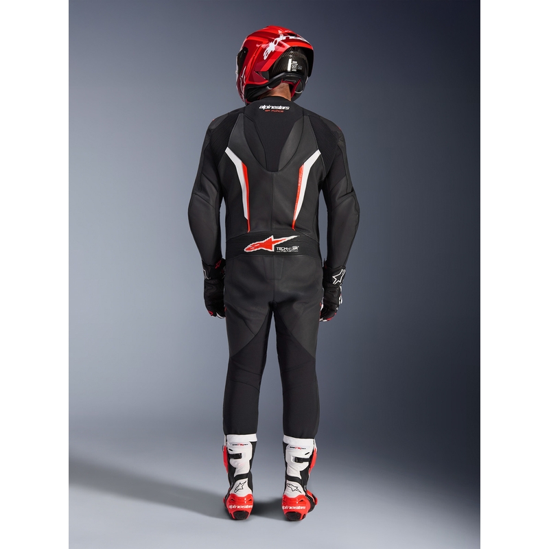 Alpinestars GP FORCE V2 eendelig motorpak in zwart-wit-fluorrood