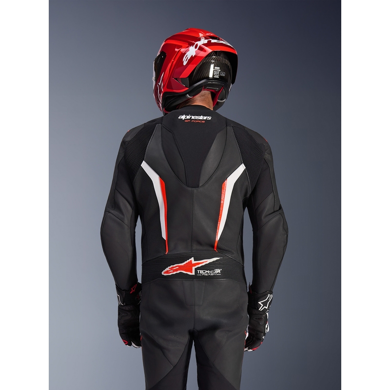 Alpinestars GP FORCE V2 eendelig motorpak in zwart-wit-fluorrood