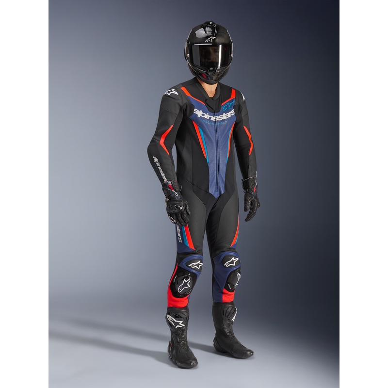 Alpinestars GP FORCE V2 eendelig motorpak zwart-blauw-fluorrood-