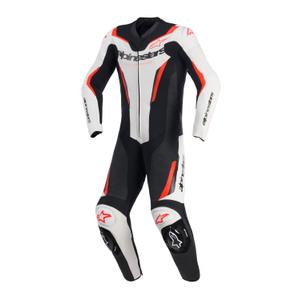 Alpinestars GP FORCE V2 eendelig motorpak in wit-zwart-fluorrood