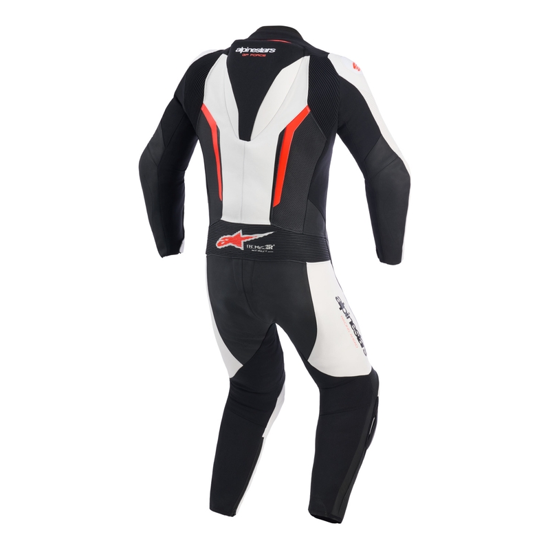 Alpinestars GP FORCE V2 eendelig motorpak in wit-zwart-fluorrood