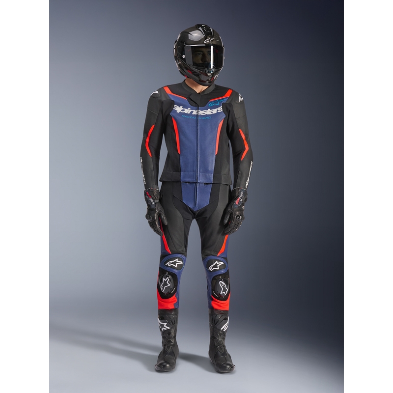 Alpinestars GP Force V2 tweedelig motorpak in zwart-blauw-fluorrood
