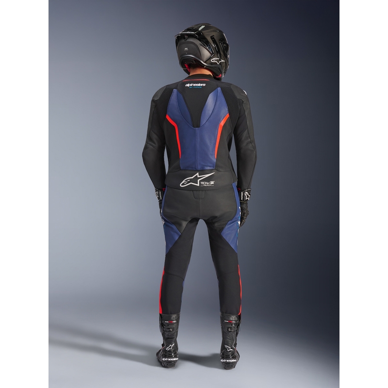 Alpinestars GP Force V2 tweedelig motorpak in zwart-blauw-fluorrood