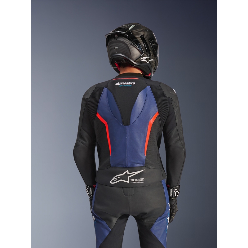 Alpinestars GP Force V2 tweedelig motorpak in zwart-blauw-fluorrood