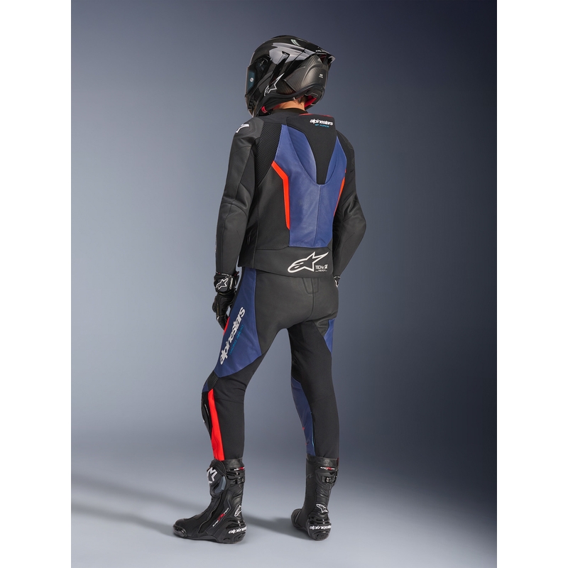 Alpinestars GP Force V2 tweedelig motorpak in zwart-blauw-fluorrood