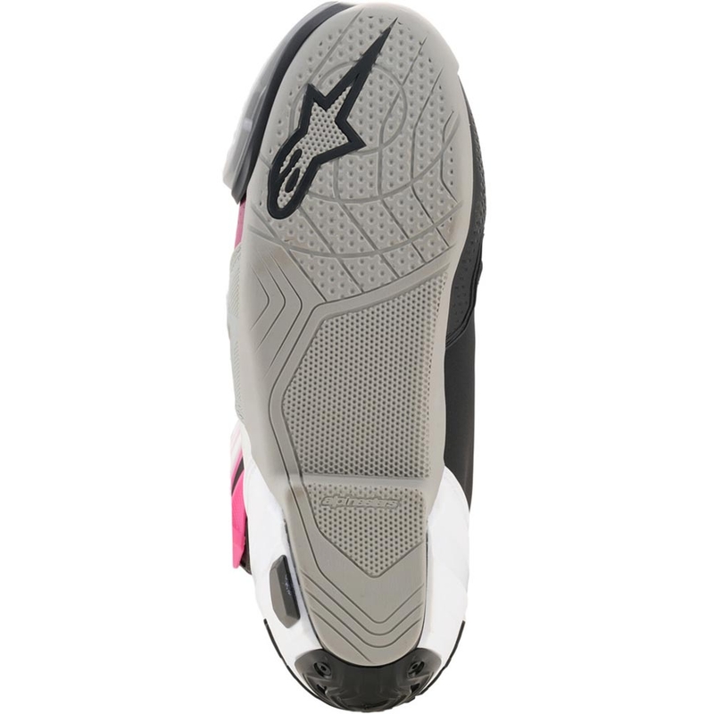 Alpinestars Supertech R motorlaarzen zwart-wit-roze-geel