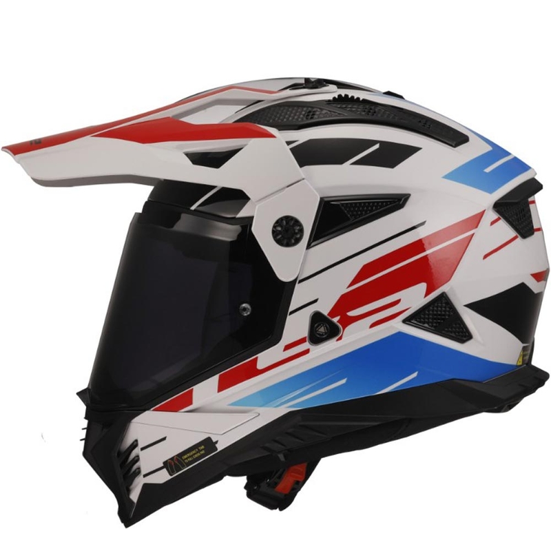 Enduro motorhelm LS2 MX702 PIONEER II NAMIB wit-blauw-rood