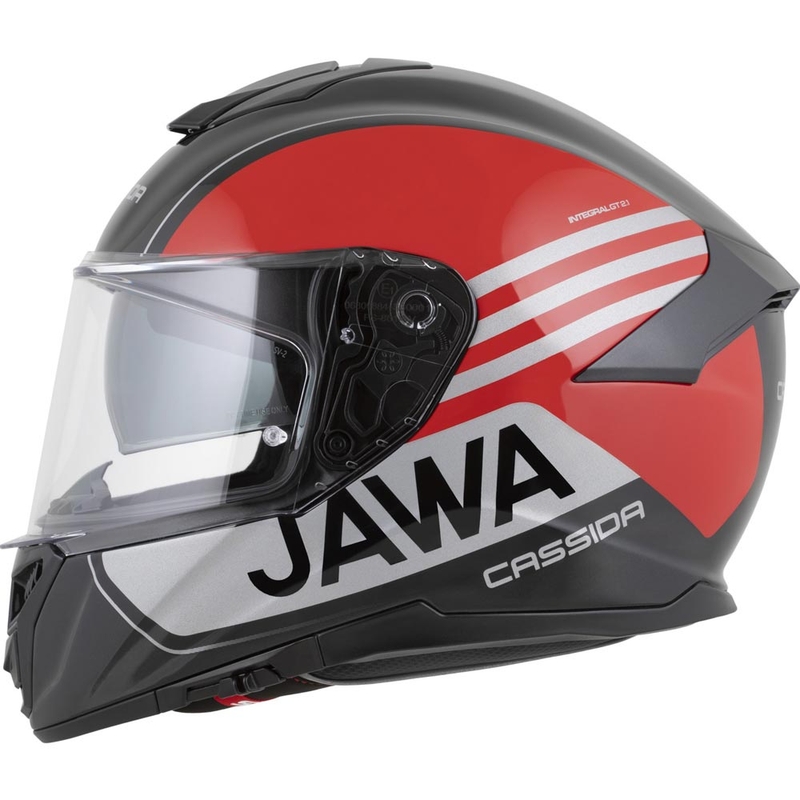 Cassida Integral GT 2.1 Jawa Sport integraal motorhelm zwart-parelrood-zilver