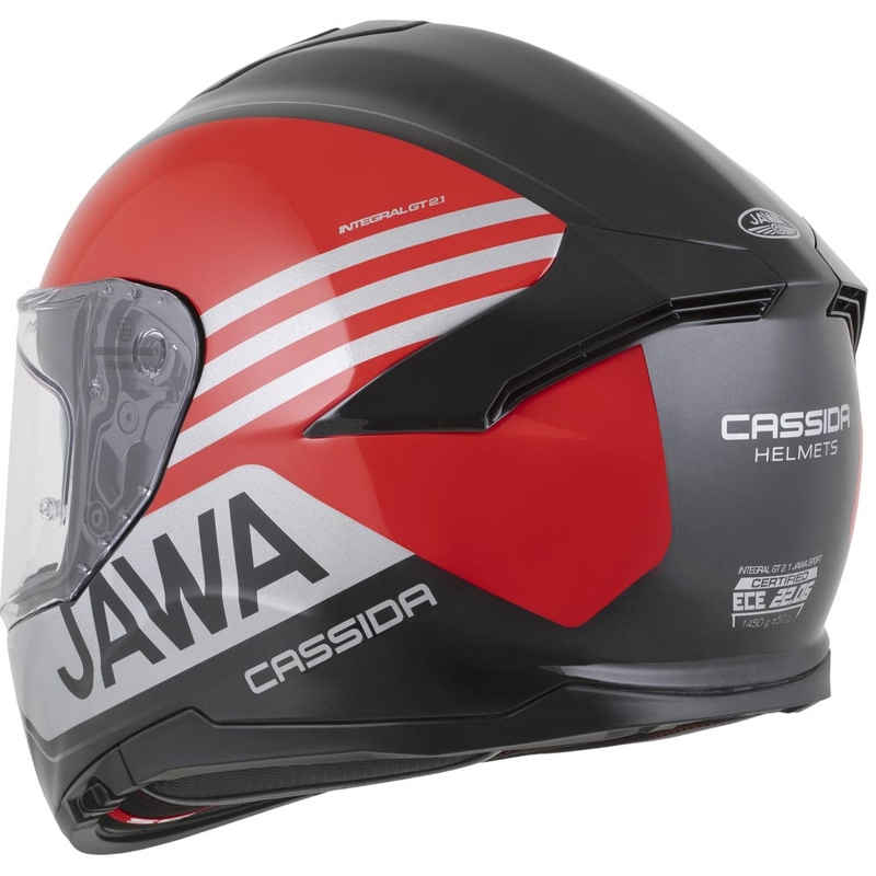 Cassida Integral GT 2.1 Jawa Sport integraal motorhelm zwart-parelrood-zilver