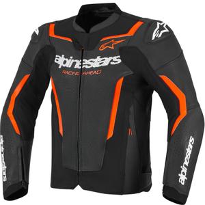 Alpinestars GP Force V2 Airflow leren motorjas in zwart-fluorescerend rood-wit