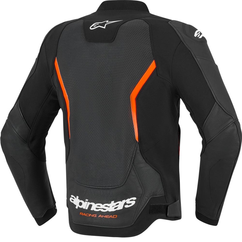 Alpinestars GP Force V2 Airflow leren motorjas in zwart-fluorescerend rood-wit