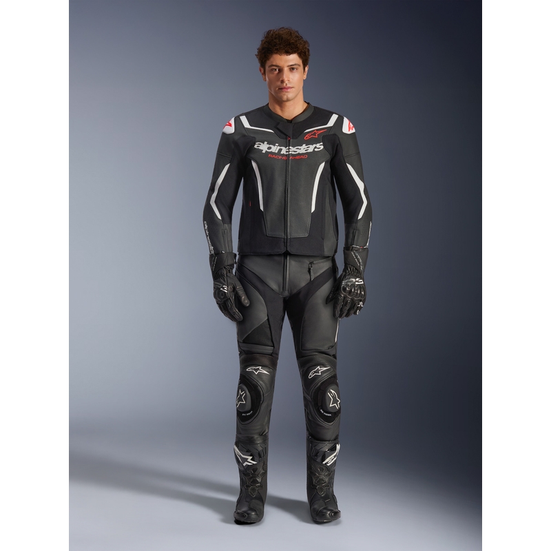 Alpinestars GP Force V2 Airflow leren motorjas zwart-wit