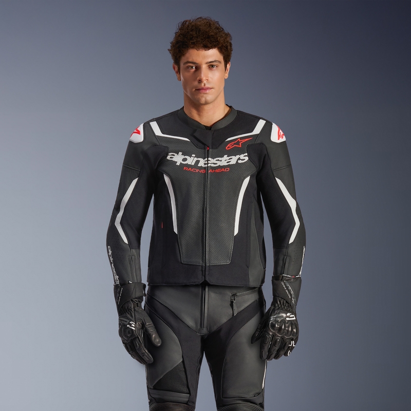 Alpinestars GP Force V2 Airflow leren motorjas zwart-wit