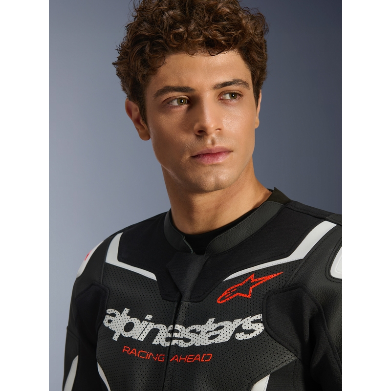 Alpinestars GP Force V2 Airflow leren motorjas zwart-wit