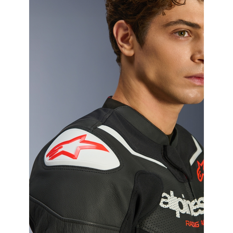 Alpinestars GP Force V2 Airflow leren motorjas zwart-wit