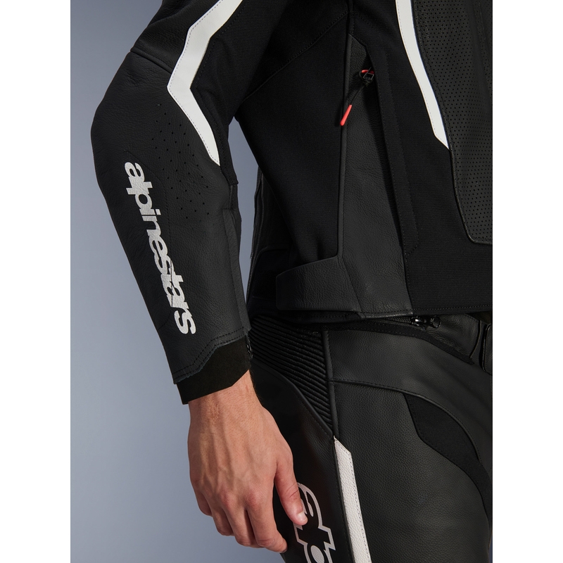 Alpinestars GP Force V2 Airflow leren motorjas zwart-wit