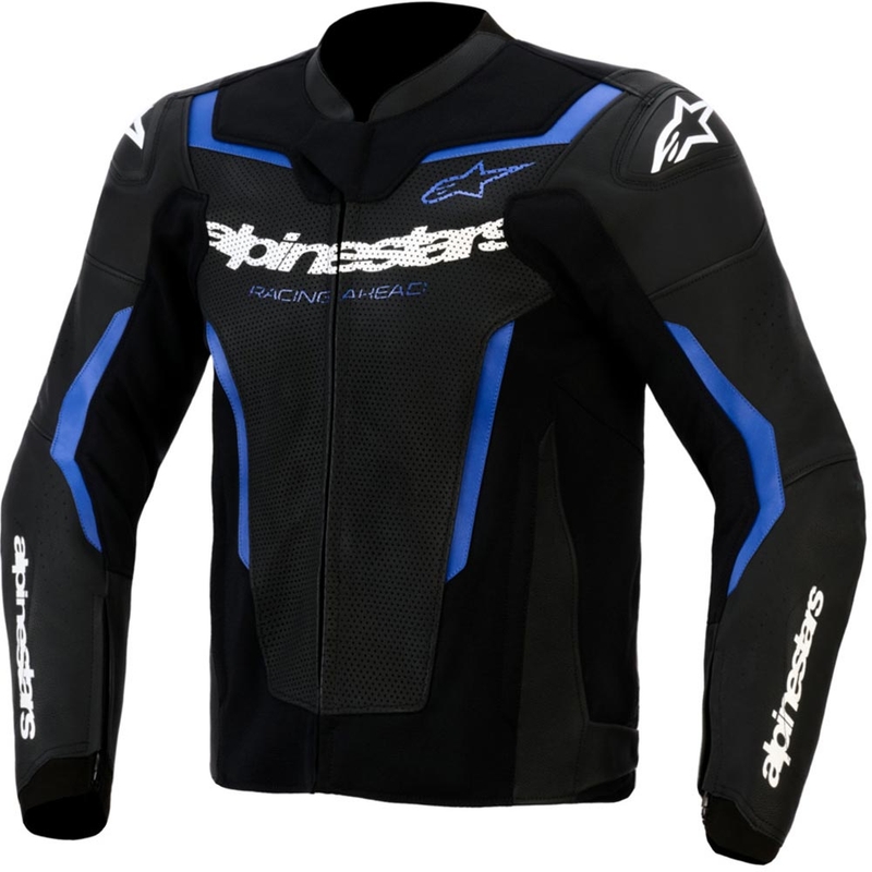 Alpinestars GP Force V2 Airflow leren motorjas zwart-metallic blauw