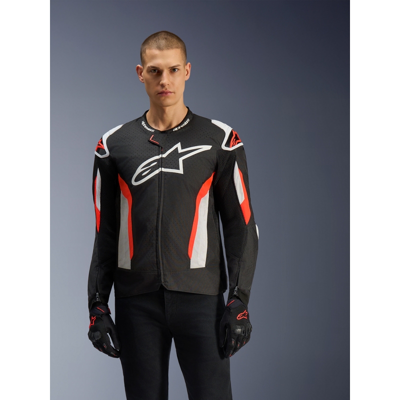 Alpinestars T-GP AIR motorjas zwart-fluorescerend rood