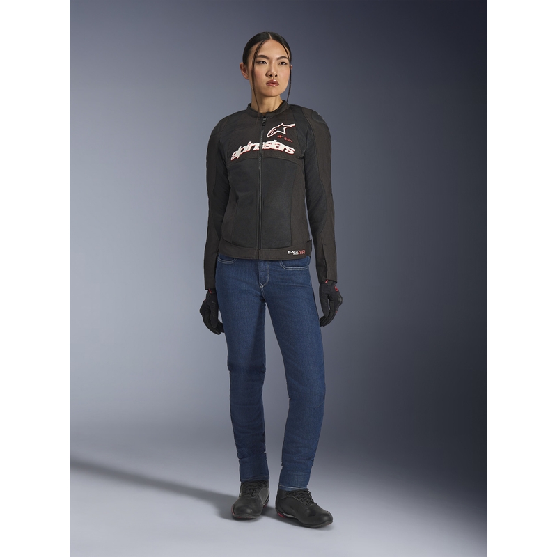 Alpinestars Stella SMX Air dames motorjas zwart-wit-fluorrood