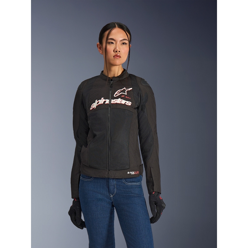 Alpinestars Stella SMX Air dames motorjas zwart-wit-fluorrood