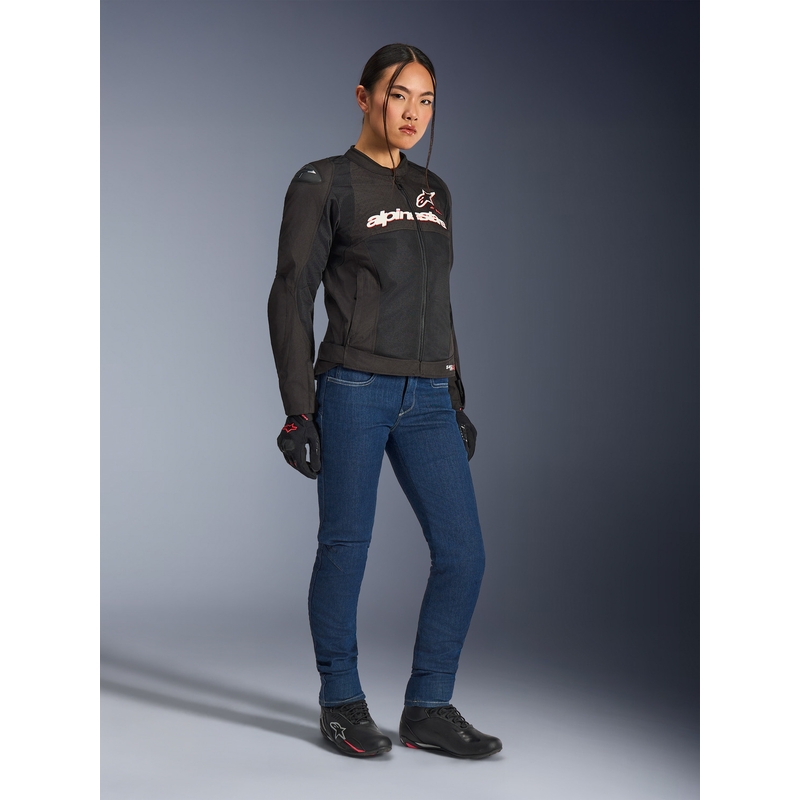 Alpinestars Stella SMX Air dames motorjas zwart-wit-fluorrood