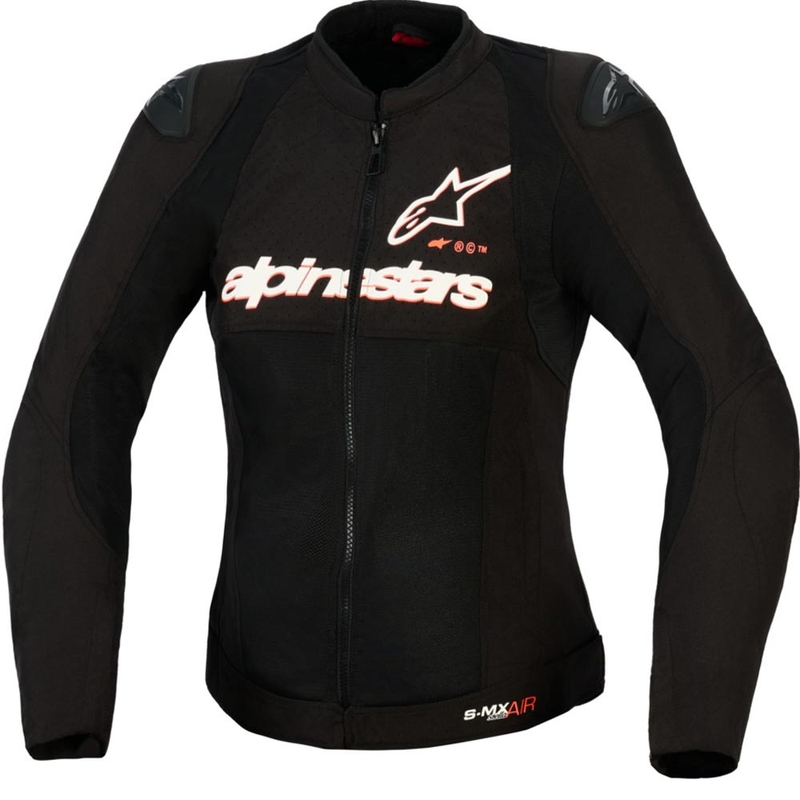 Alpinestars Stella SMX Air dames motorjas zwart-wit-fluorrood