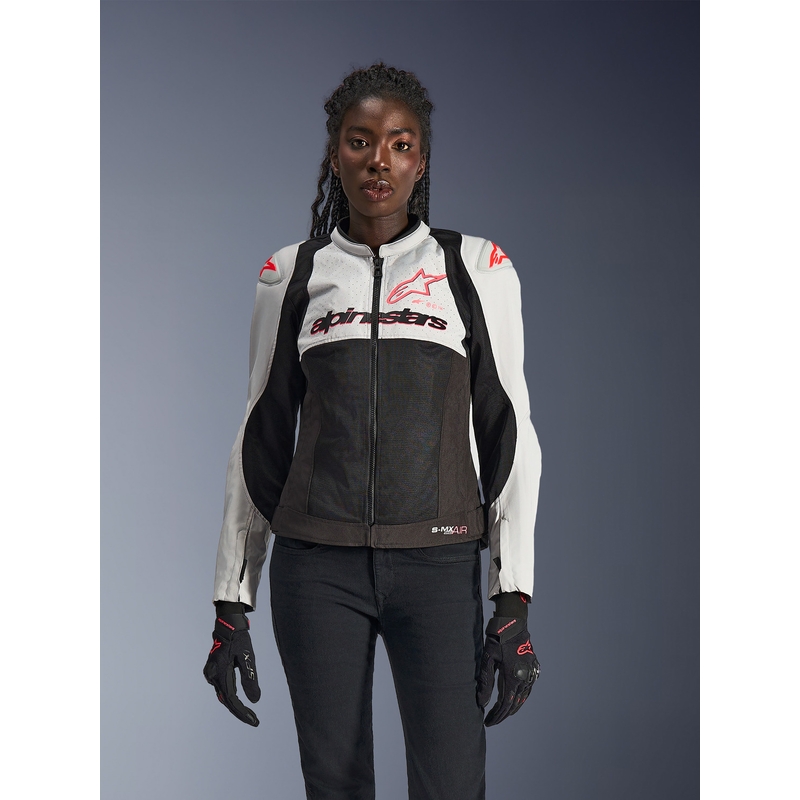 Alpinestars Stella SMX Air dames motorjas lichtgrijs-zwart-roze